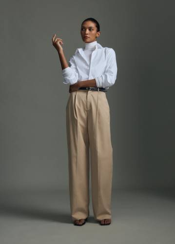 CAMILLE MID WAIST COTTON LEG TROUSER